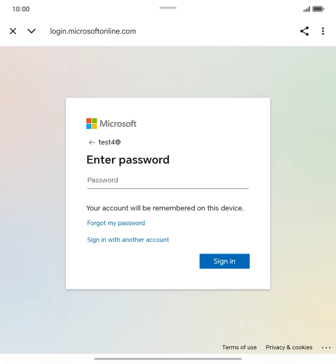 Press Password and key in the password for your email account.