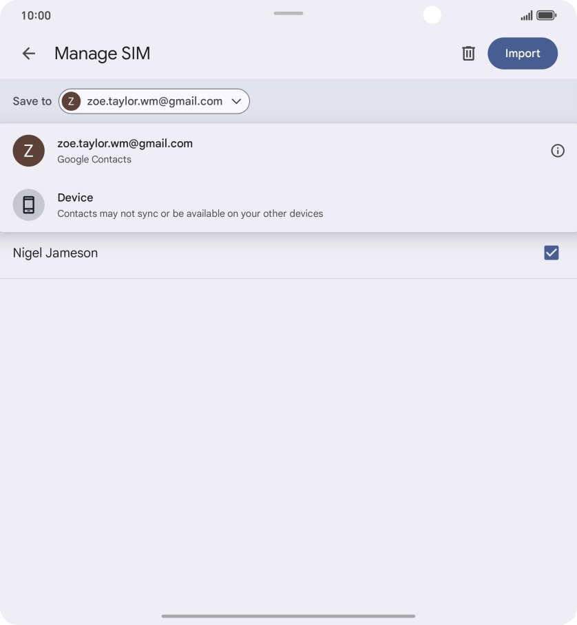Press the required Google account.