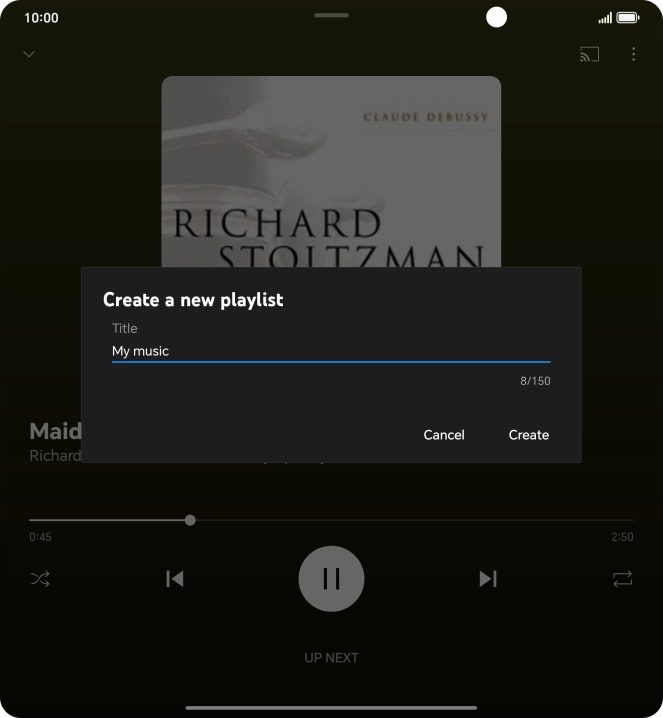 Key in a name for the playlist and press Create.