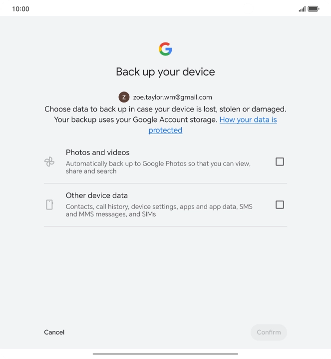 Press the fields next to the required data types to select them.