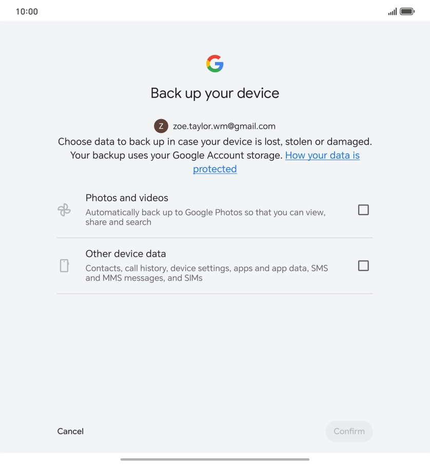 Press the fields next to the required data types to select them.