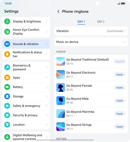 Press the required ring tones to hear them.