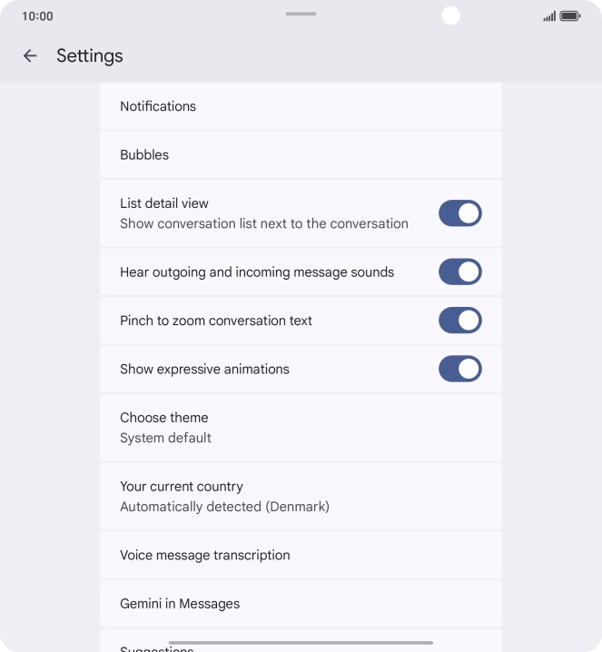 Press Gemini in Messages.