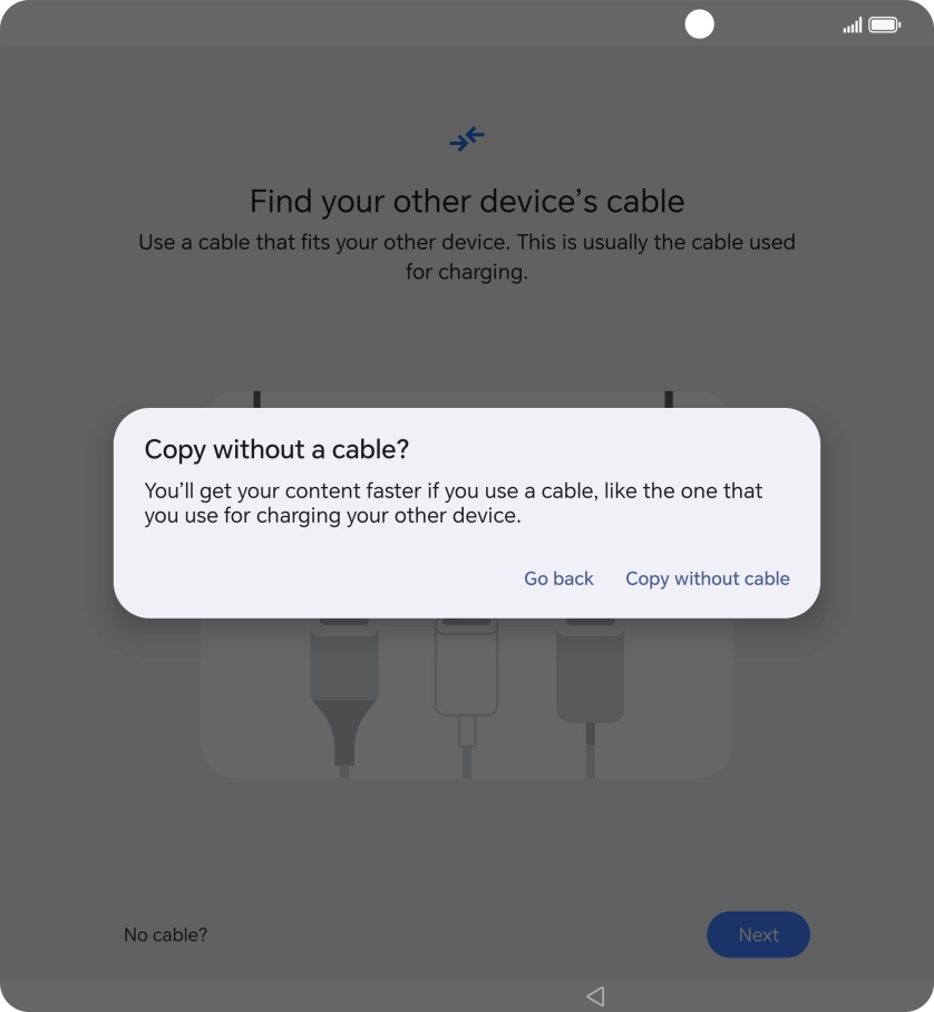 Press Copy without cable.