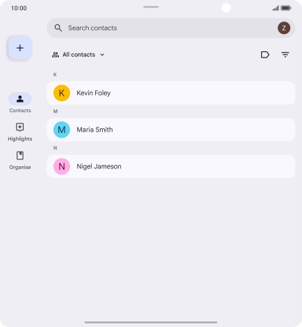 Press the new contact icon.