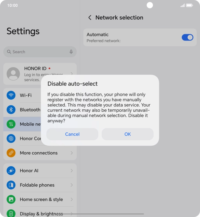 Press OK and your phone will search for networks.
