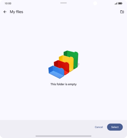 To create a new folder, press the new folder icon and follow the instructions on the screen to create a new folder.