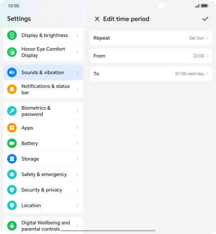 Follow the instructions on the screen to select settings for automatic activation of Do Not Disturb.