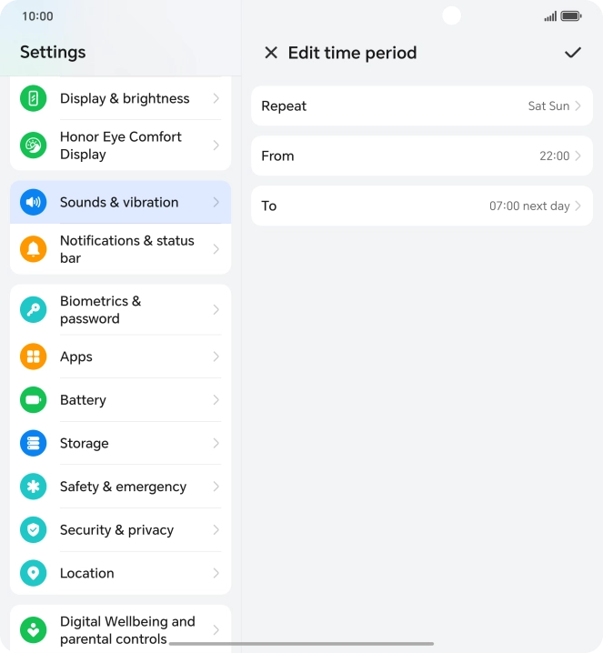 Follow the instructions on the screen to select settings for automatic activation of Do Not Disturb.