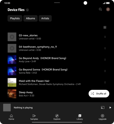 Press the required audio file.