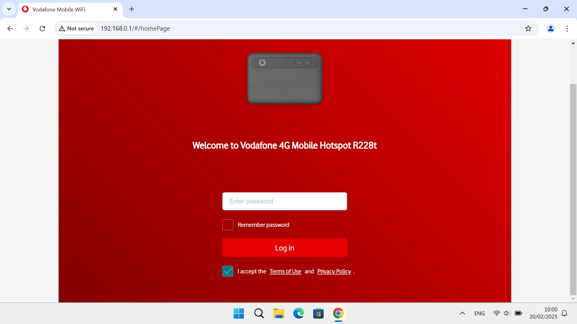 Click Enter password and key in the password for your router.