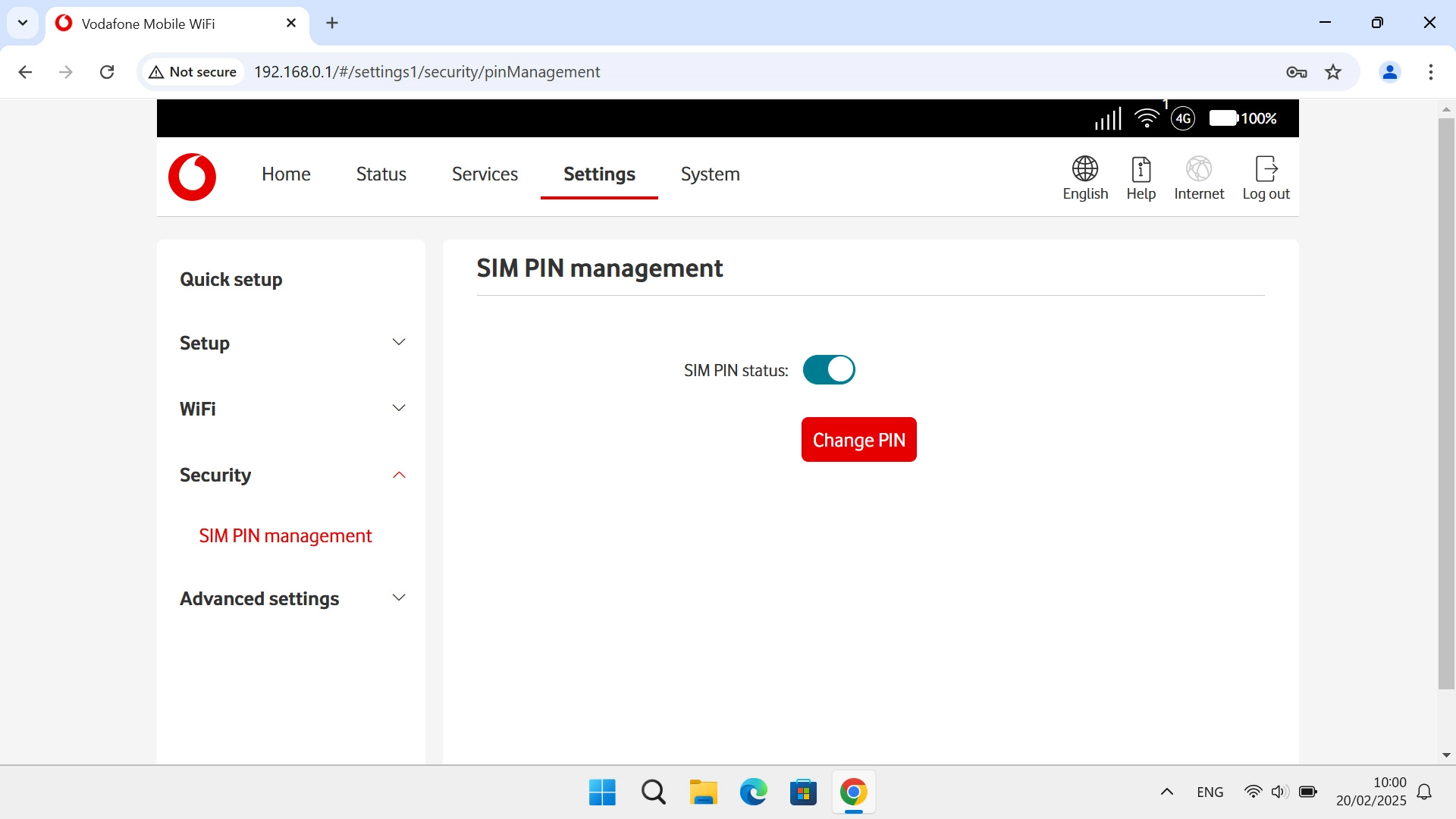Click Change PIN.