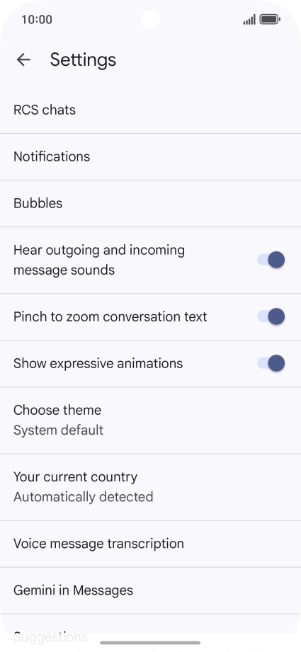 Press Gemini in Messages.