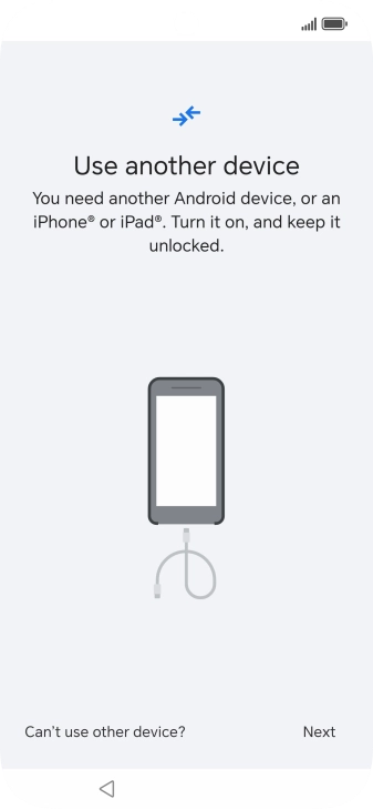 Press Can't use other device?.