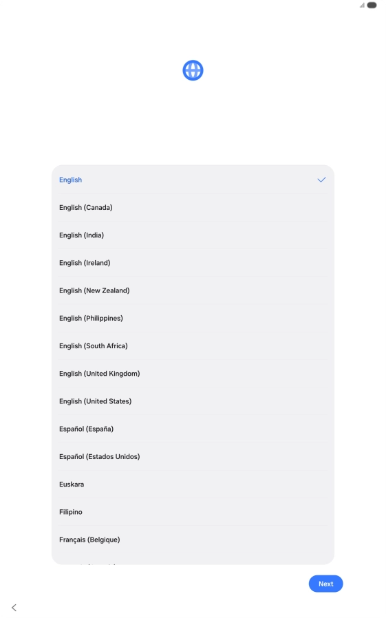 Press the required language.