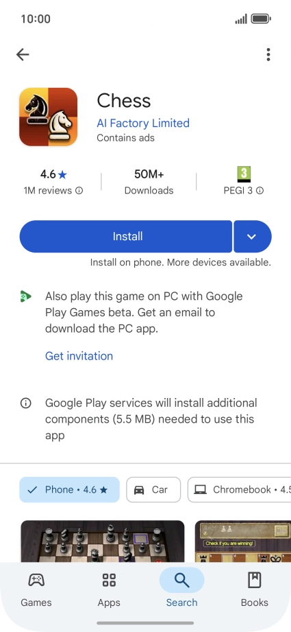 Press Install and follow the instructions on the screen to install the app.