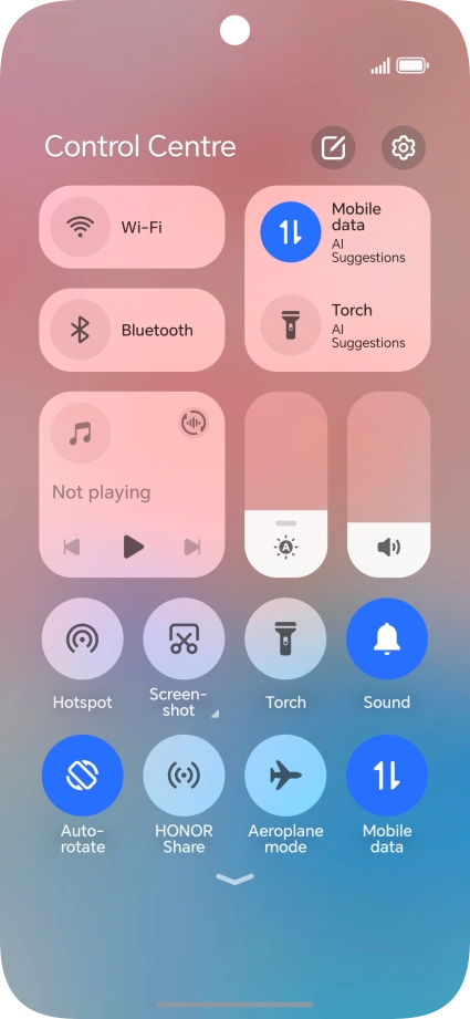 Press the flight mode icon to turn the function on or off.