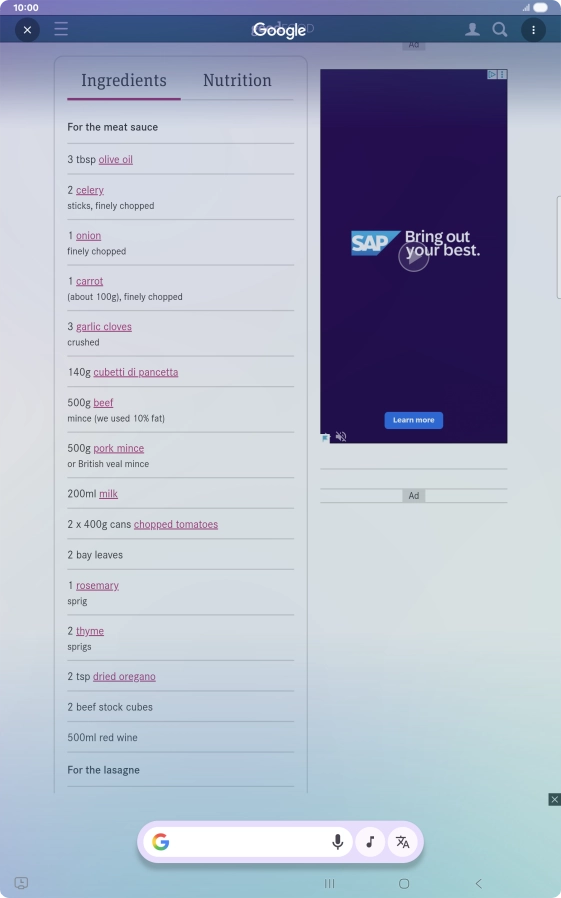 Press the translate icon.