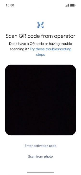 Place the QR code you've received inside the phone camera frame to scan the code. Your eSIM is transferred to your new phone over the internet.