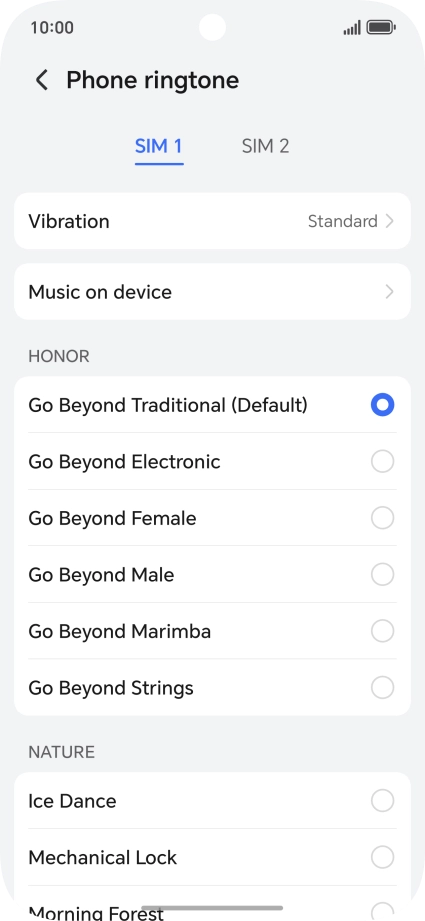 Press the required ring tones to hear them.