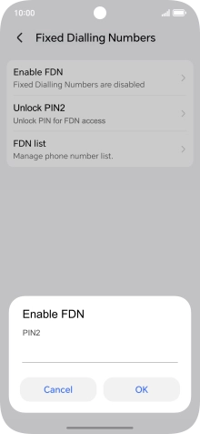 Key in your PIN2 and press OK. The default PIN2 is 1111.