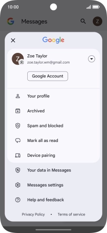 Press Messages settings.