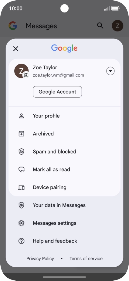 Press Messages settings.