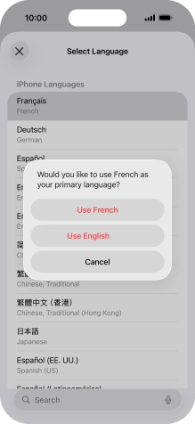 To select the new language as the default phone language, press Use ‹language›.