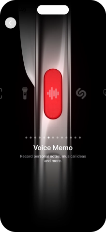 Slide your finger right or left on the screen to select the required function.