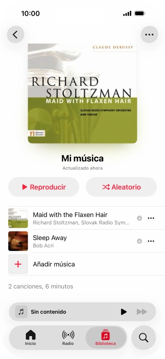 Desplázate a la categoría o a la lista de reproducción deseada y pulsa el archivo de música deseado.