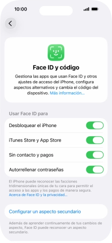 Pulsa  el indicador junto a los ajustes deseados para activarlos o desactivarlos.