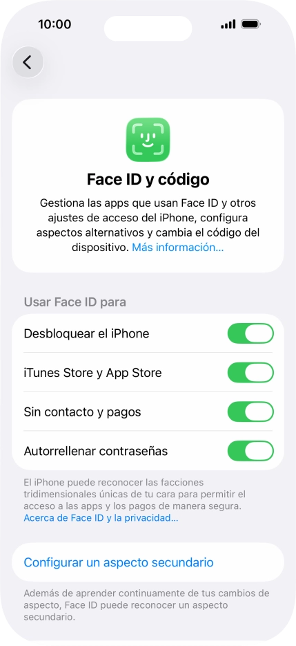 Pulsa  el indicador junto a los ajustes deseados para activarlos o desactivarlos.