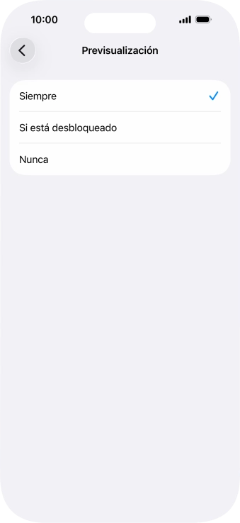 Para seleccionar la vista previa de las notificaciones en la pantalla de bloqueo, pulsa Siempre.