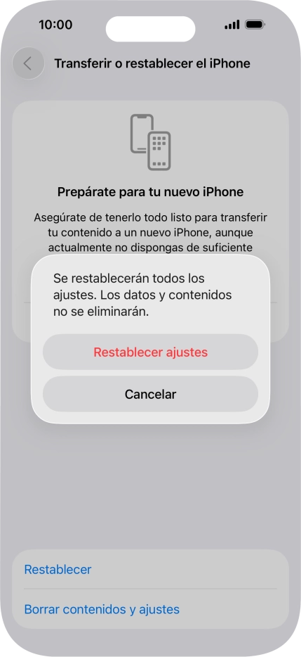 Pulsa Restablecer ajustes.