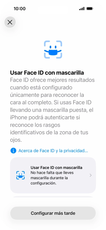 Pulsa Configurar más tarde.