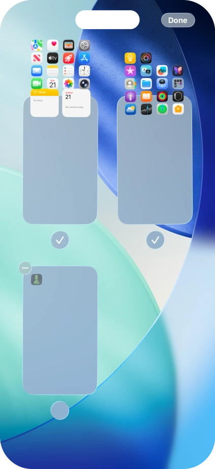 Press the delete icon next to the required home screen page.
