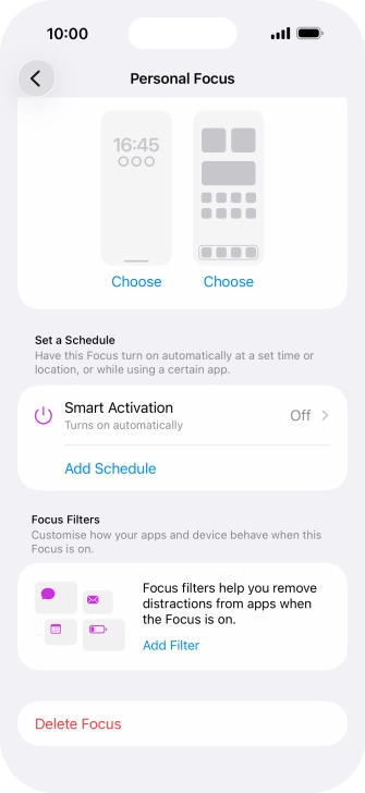 Press the required setting below 