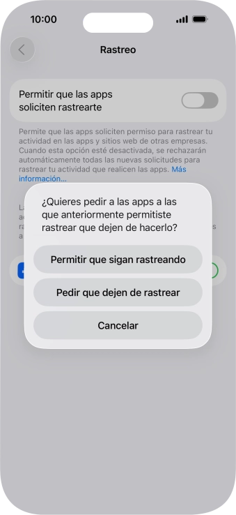 Si desactivas la función, pulsa el ajuste deseado.