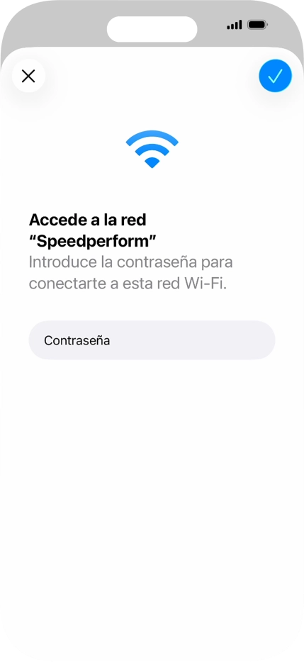 Introduce la contraseña de la red wifi y pulsa el icono de aceptar.