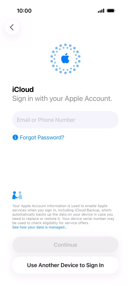 Press Email or Phone Number and key in the username for your Apple Account.