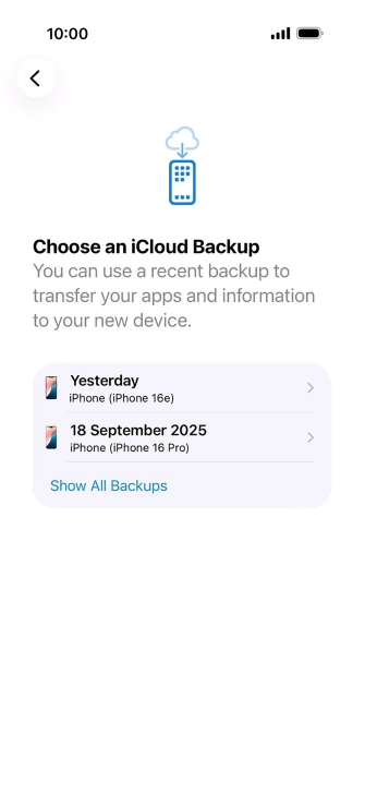 Press the required backup and your phone restores the content of the selected backup. Subsequently, follow the instructions on the screen to set up your phone and prepare it for use.
