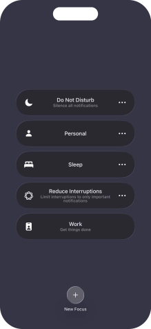 Press the required focus mode to activate or deactivate it immediately.