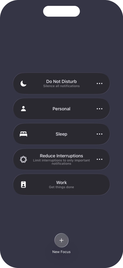 Press the required focus mode to activate or deactivate it immediately.