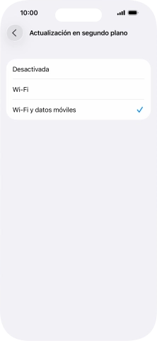 Para desactivar la actualización de apps en ejecución, pulsa Desactivada.