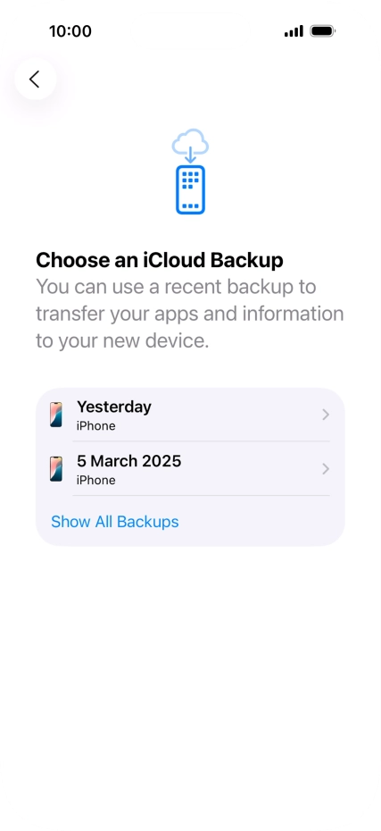 Press the required backup and your phone restores the content of the selected backup. Subsequently, follow the instructions on the screen to set up your phone and prepare it for use.