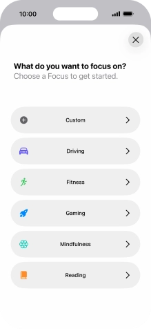 Press the required focus mode and follow the instructions on the screen to add the selected focus mode.