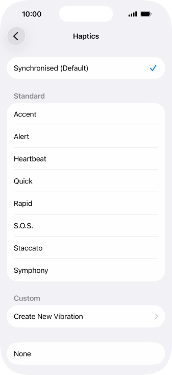 Press the required setting to turn on the function.