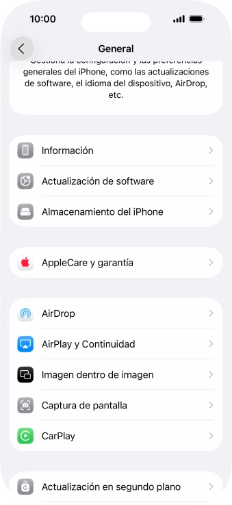 Pulsa Actualización en segundo plano.
