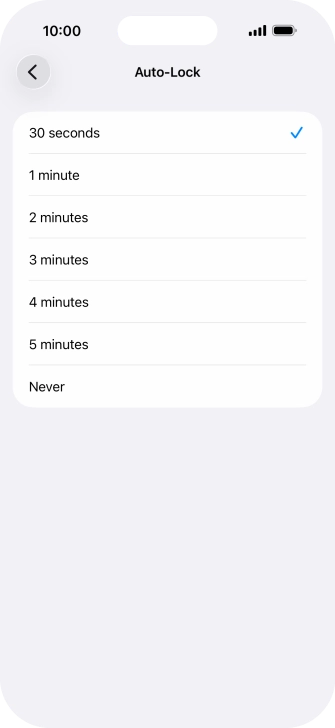 Press the required setting.