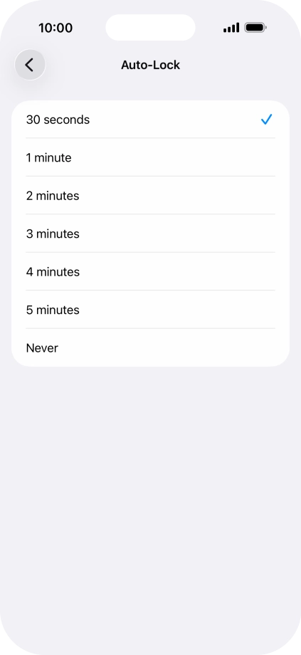 Press the required setting.